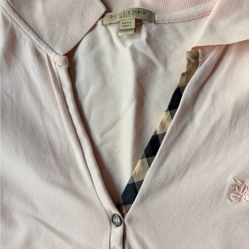Burberry XL Pale Pink Polo with Check Collar